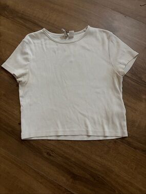 Women’s Cream Ribbed Short Sleeve Tee